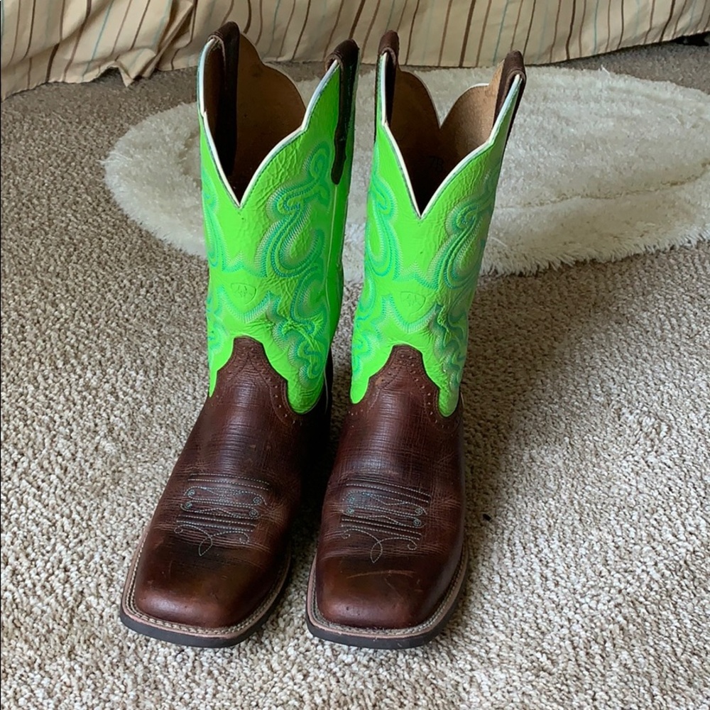 Ariat Lime Green Sq. Toe Cowboy Boots